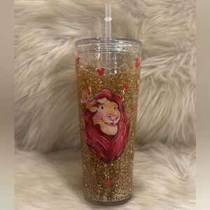 Lion King Glitter Snowglobe Tumbler with Straw 24 Oz